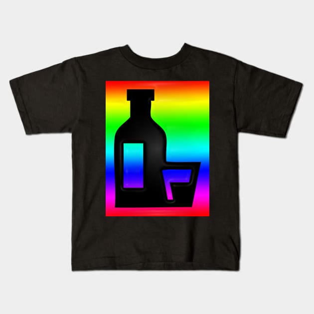 Western Era - Whiskey Bottle and Glass Kids T-Shirt by The Black Panther